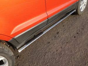 Пороги овальные с накладкой 75х42 мм Ford EcoSport 2014- ― shelbyauto
